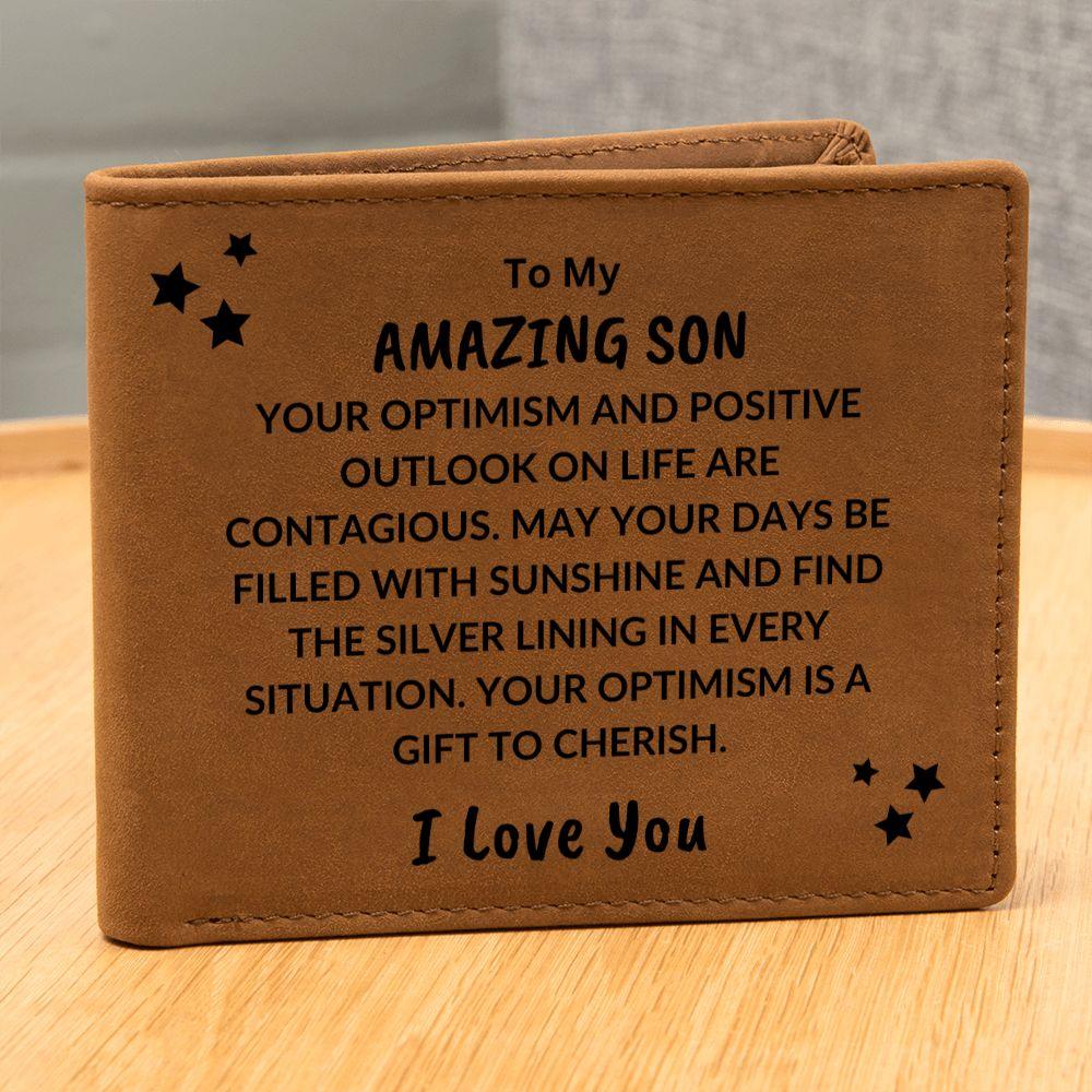Son Birthday Graduation - Days Filled With Sunshine - Custom Leather Wallet - Mallard Moon Gift Shop