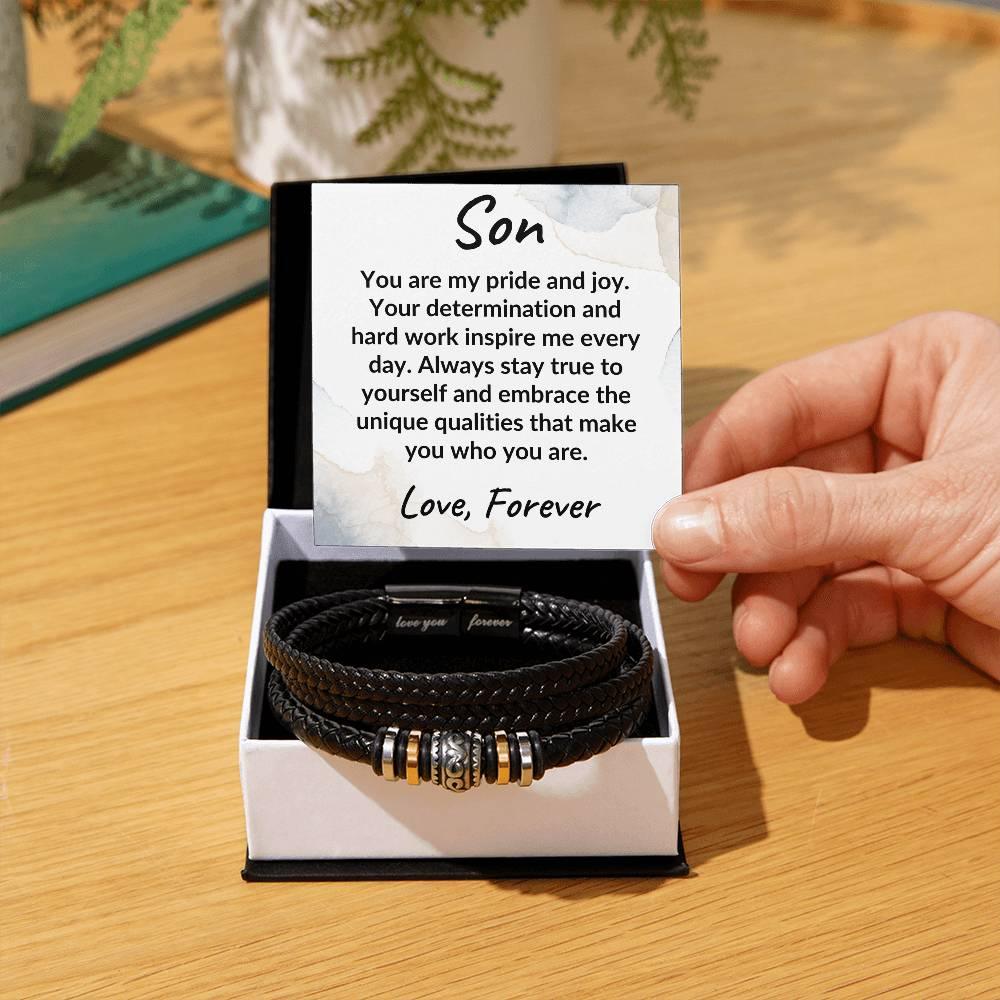 Son Braided Vegan Leather Bracelet: A Lasting Keepsake that Speaks to the Heart - Mallard Moon Gift Shop