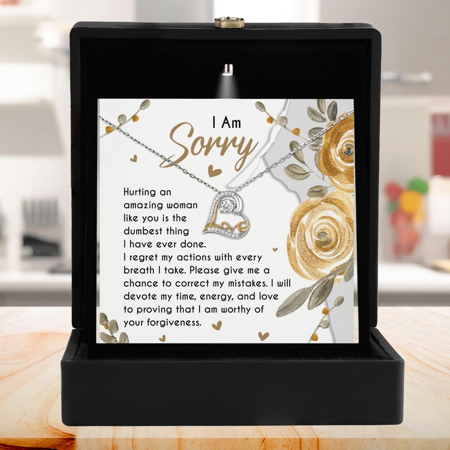 Apology Gift for Girlfriend, Wife, Soulmate - Sorry, Amazing Woman - Love Dancing Heart Pendant Necklace - Mallard Moon Gift Shop