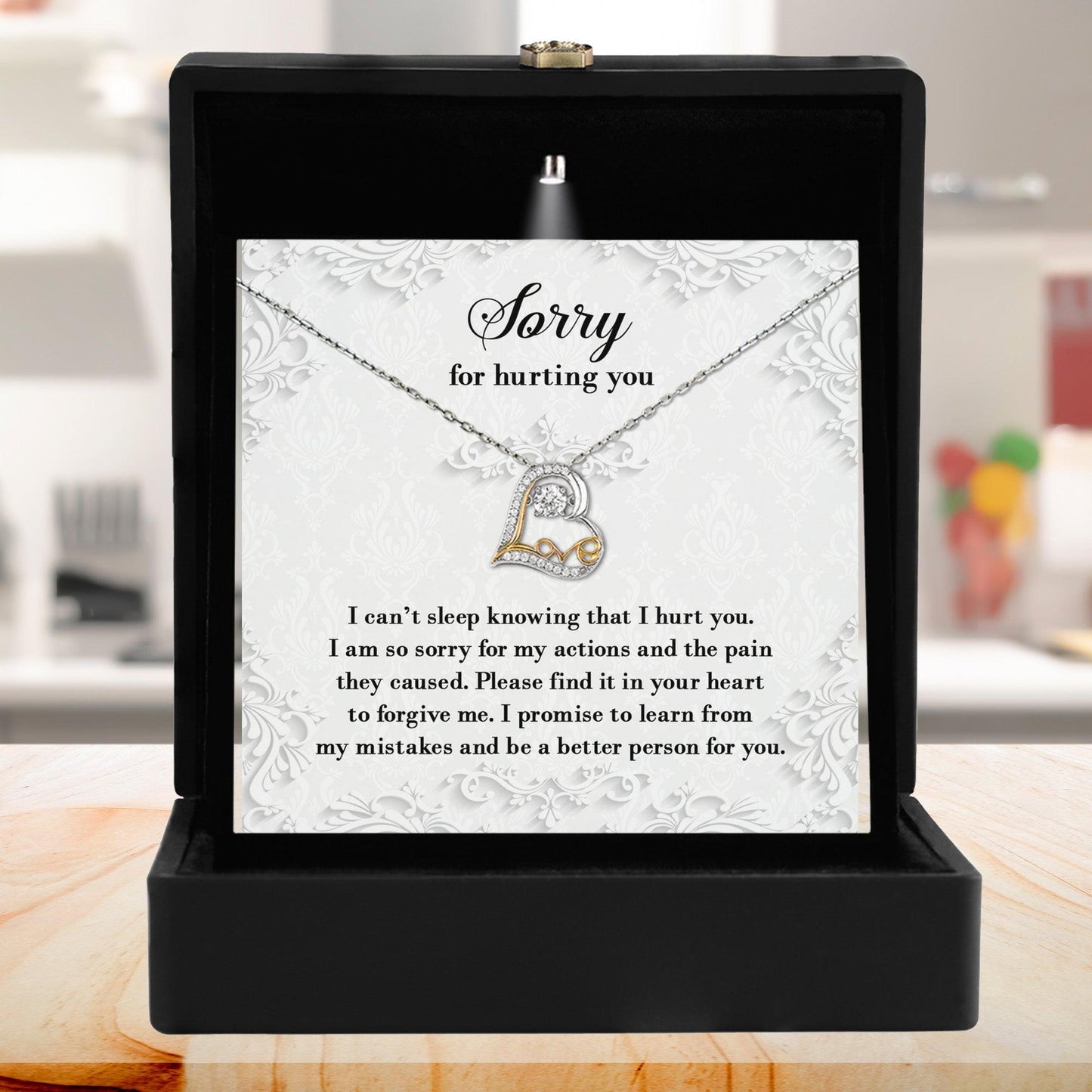 Apology Gift for Girlfriend, Wife, Soulmate - Sorry, Can’t Sleep - Love Dancing Heart Pendant Necklace - Mallard Moon Gift Shop