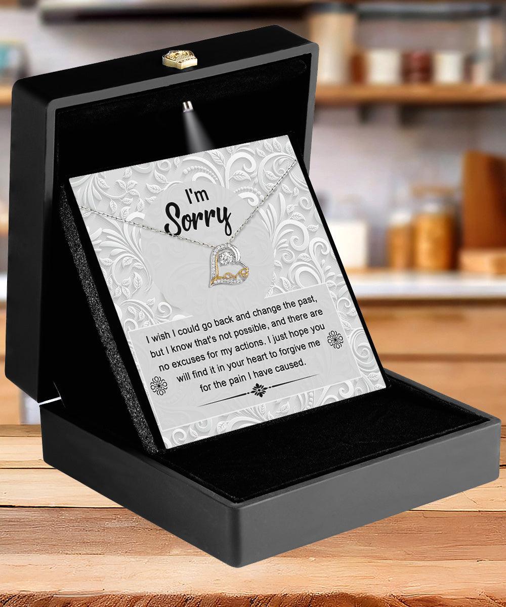 Apology Gift for Girlfriend, Wife, Soulmate - Sorry, Change The Past - Love Dancing Heart Pendant Necklace - Mallard Moon Gift Shop