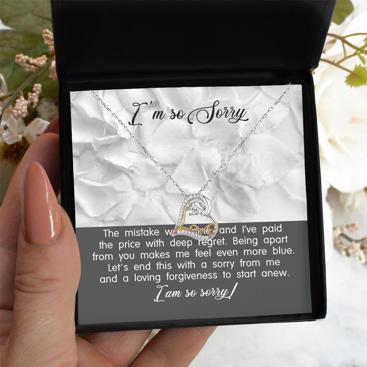 Apology Gift for Girlfriend, Wife, Soulmate - Sorry, With Deep Regret - Love Dancing Heart Pendant Necklace - Mallard Moon Gift Shop