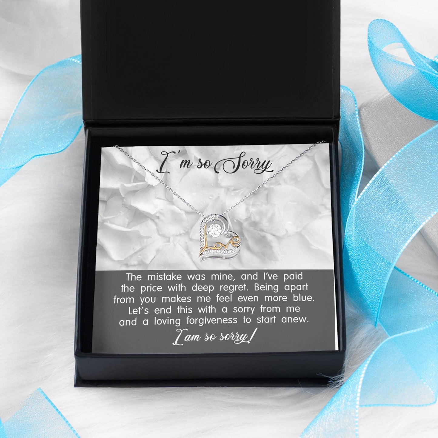 Apology Gift for Girlfriend, Wife, Soulmate - Sorry, With Deep Regret - Love Dancing Heart Pendant Necklace - Mallard Moon Gift Shop