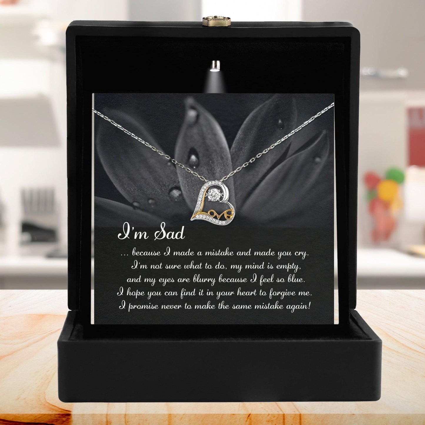 Apology Gift for Girlfriend, Wife, Soulmate - Sorry, Feel So Blue - Love Dancing Heart Pendant Necklace - Mallard Moon Gift Shop