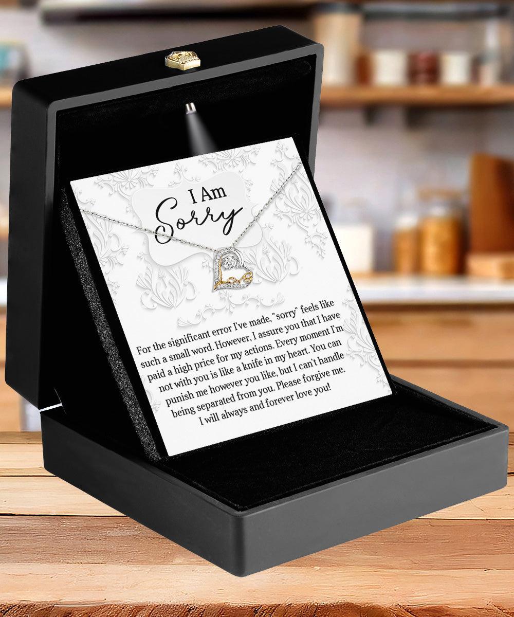 Apology Gift for Girlfriend, Wife, Soulmate - Sorry, Forever Love You - Love Dancing Heart Pendant Necklace - Mallard Moon Gift Shop