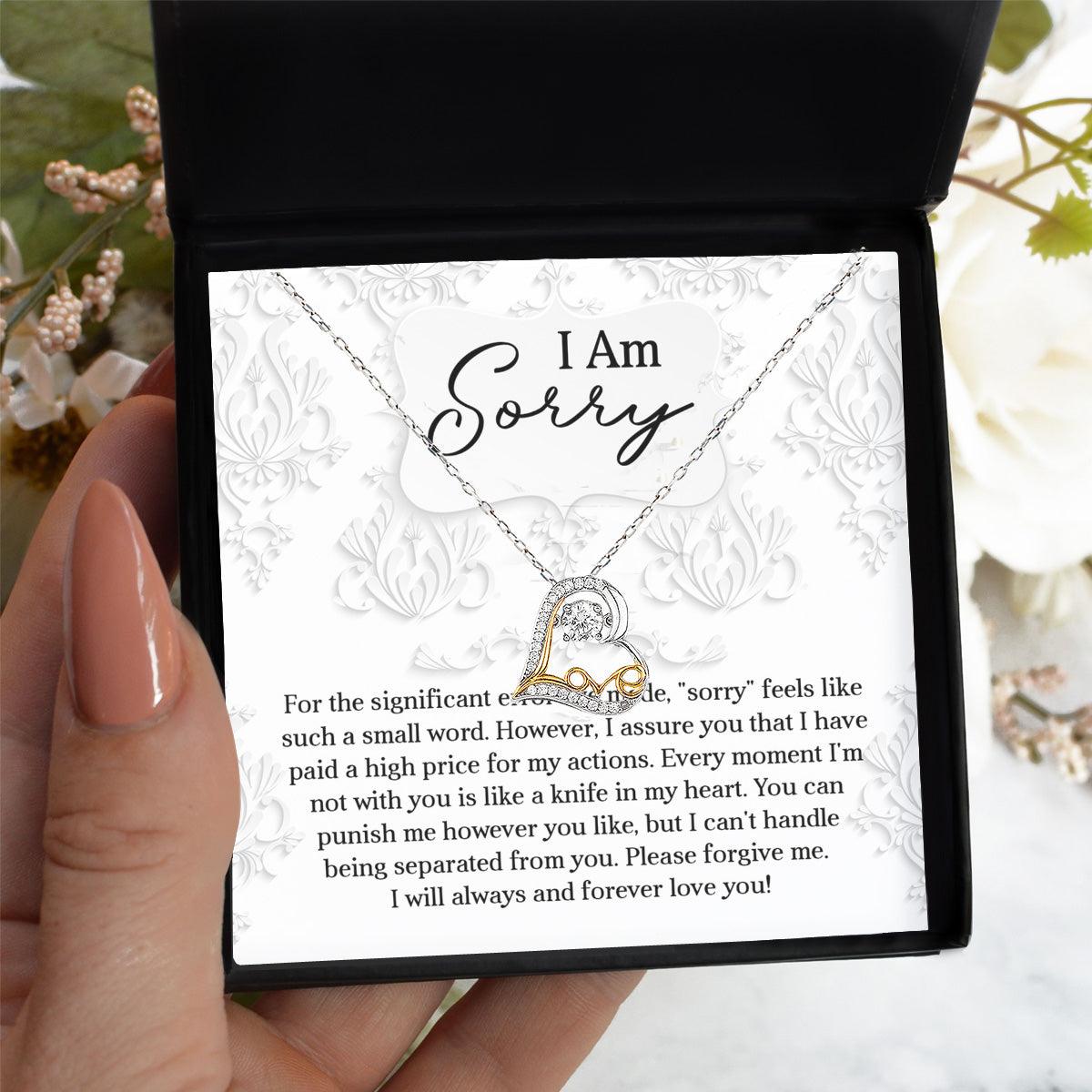 Apology Gift for Girlfriend, Wife, Soulmate - Sorry, Forever Love You - Love Dancing Heart Pendant Necklace - Mallard Moon Gift Shop