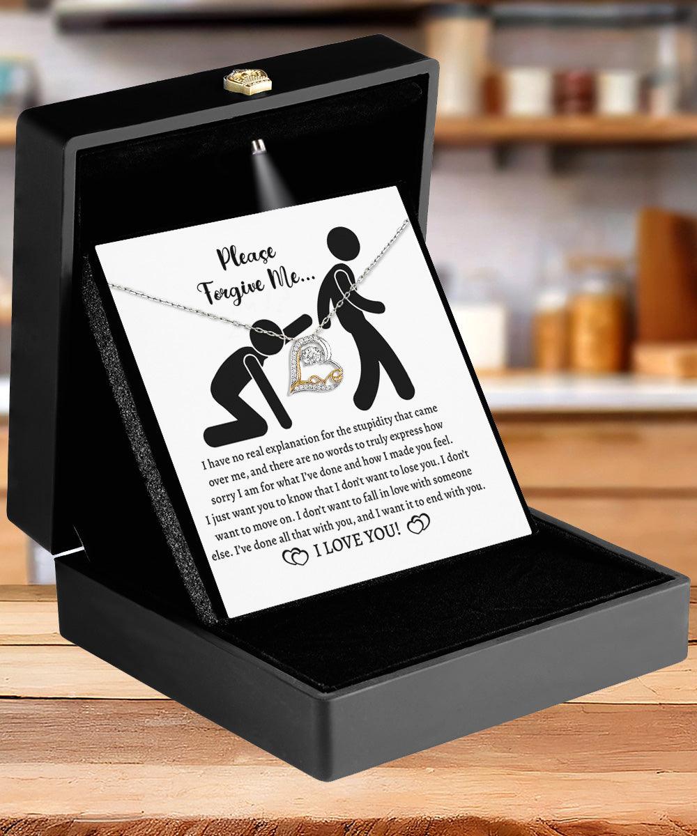 Apology Gift for Girlfriend, Wife, Soulmate - Sorry, Made You Feel - Love Dancing Heart Pendant Necklace - Mallard Moon Gift Shop