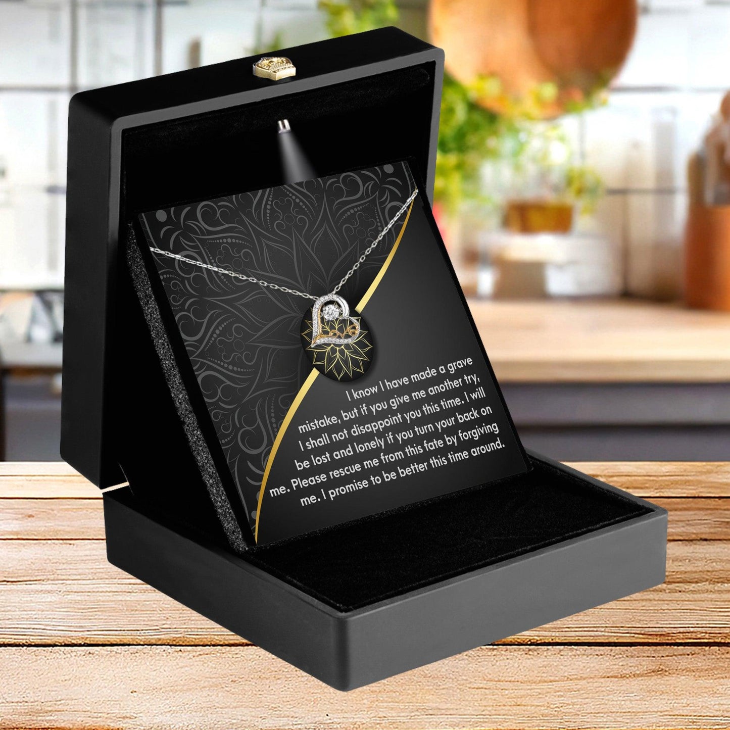 Apology Gift for Girlfriend, Wife, Soulmate - Sorry, Turn Your Back-Love Dancing Heart Pendant Necklace - Mallard Moon Gift Shop