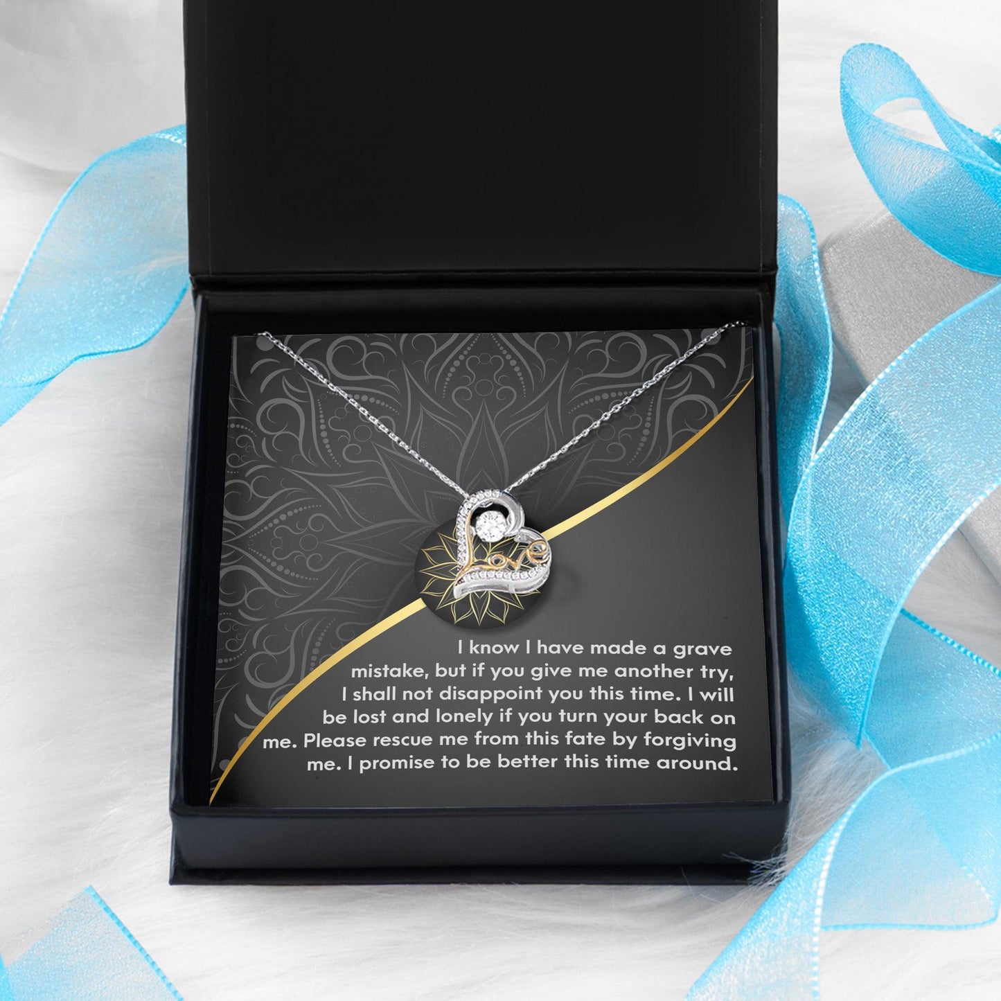 Apology Gift for Girlfriend, Wife, Soulmate - Sorry, Turn Your Back-Love Dancing Heart Pendant Necklace - Mallard Moon Gift Shop