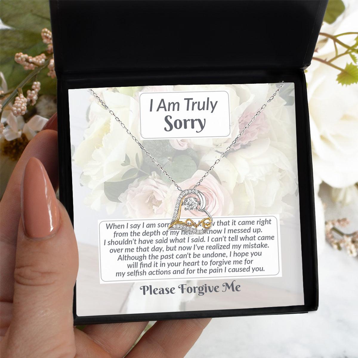 Apology Gift for Girlfriend, Wife, Soulmate - Sorry, What I Said - Love Dancing Heart Pendant Necklace - Mallard Moon Gift Shop