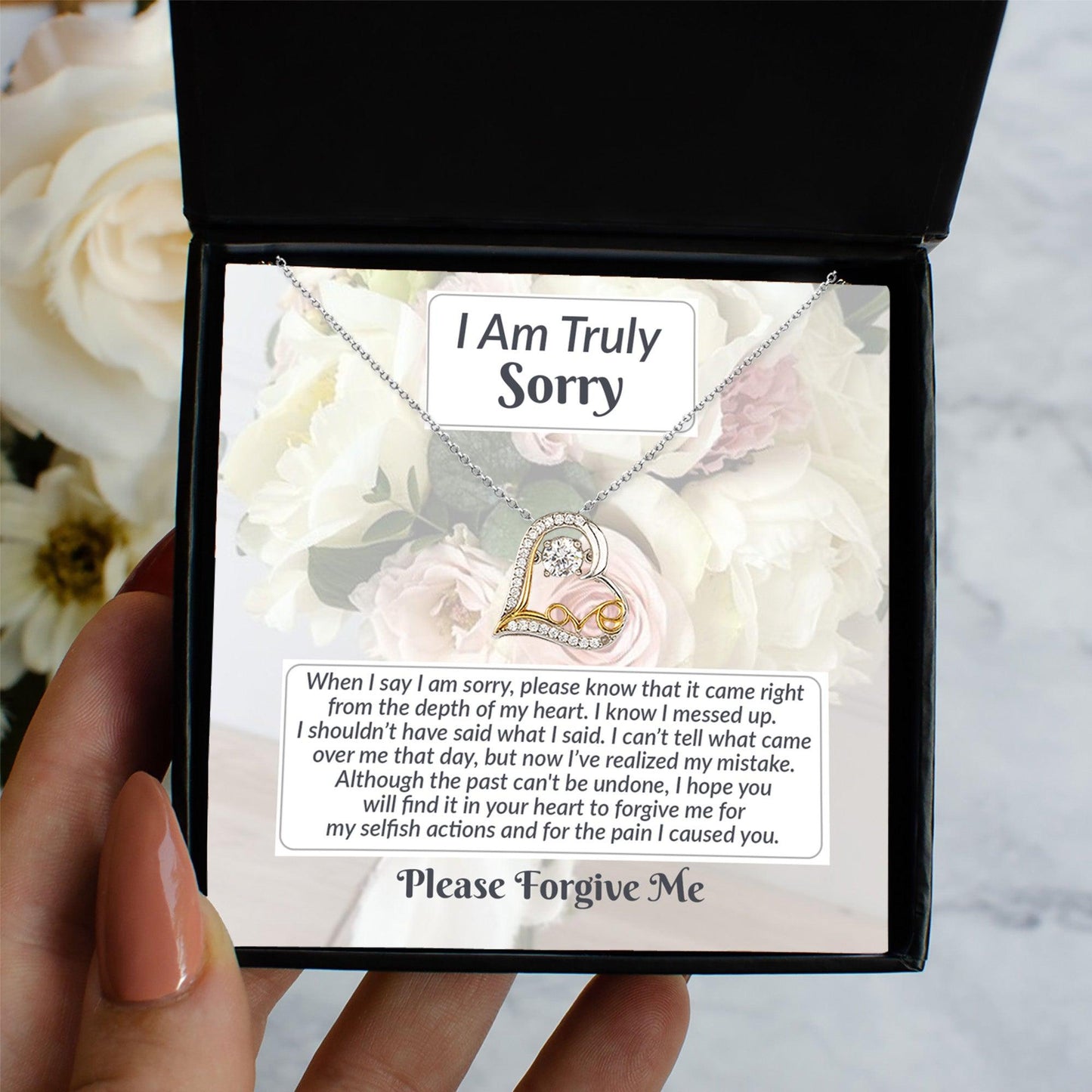 Apology Gift for Girlfriend, Wife, Soulmate - Sorry, What I Said - Love Dancing Heart Pendant Necklace - Mallard Moon Gift Shop
