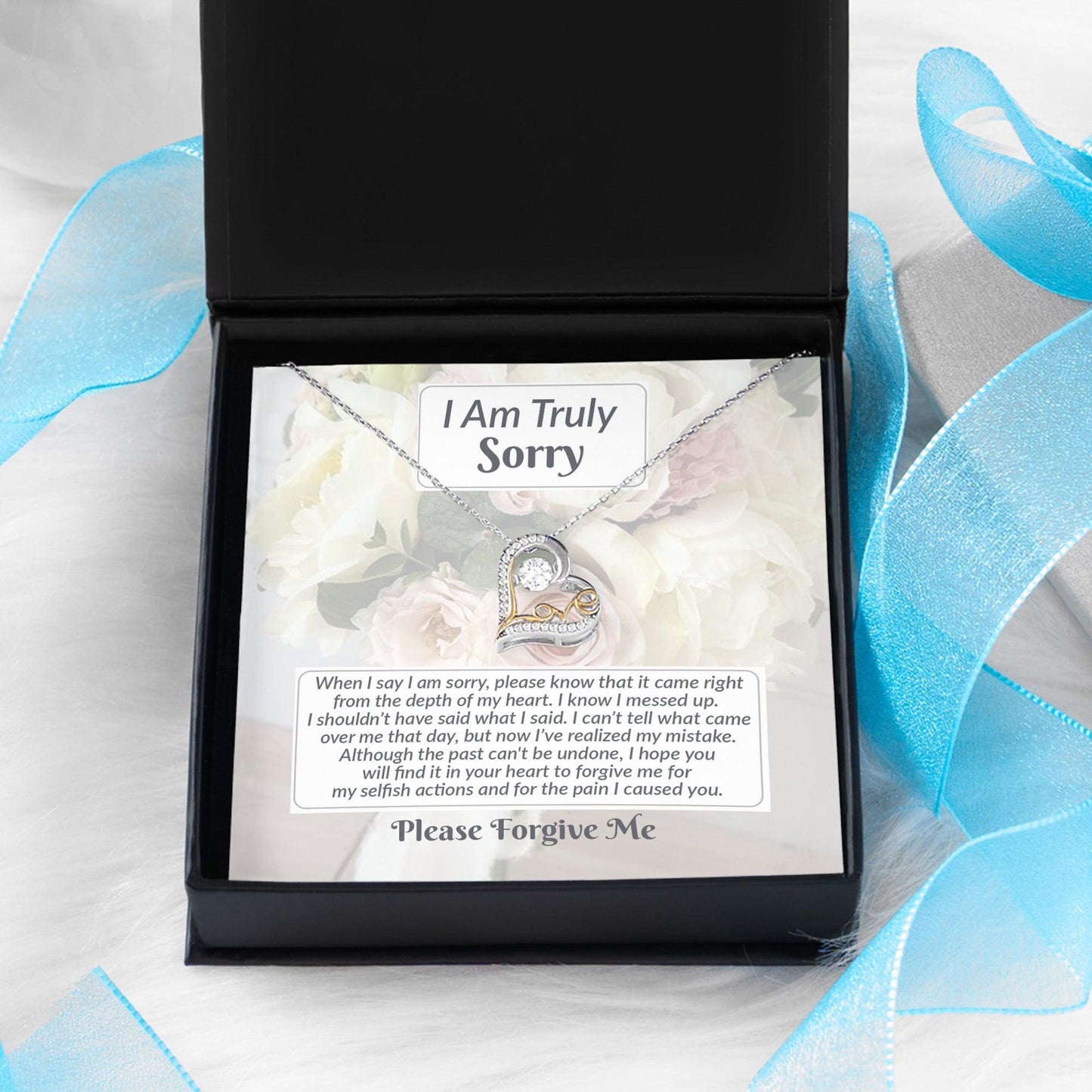 Apology Gift for Girlfriend, Wife, Soulmate - Sorry, What I Said - Love Dancing Heart Pendant Necklace - Mallard Moon Gift Shop