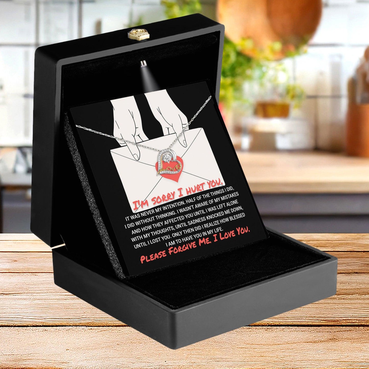 Apology Gift for Girlfriend, Wife, Soulmate - Sorry, Without Thinking - Love Dancing Heart Pendant Necklace - Mallard Moon Gift Shop