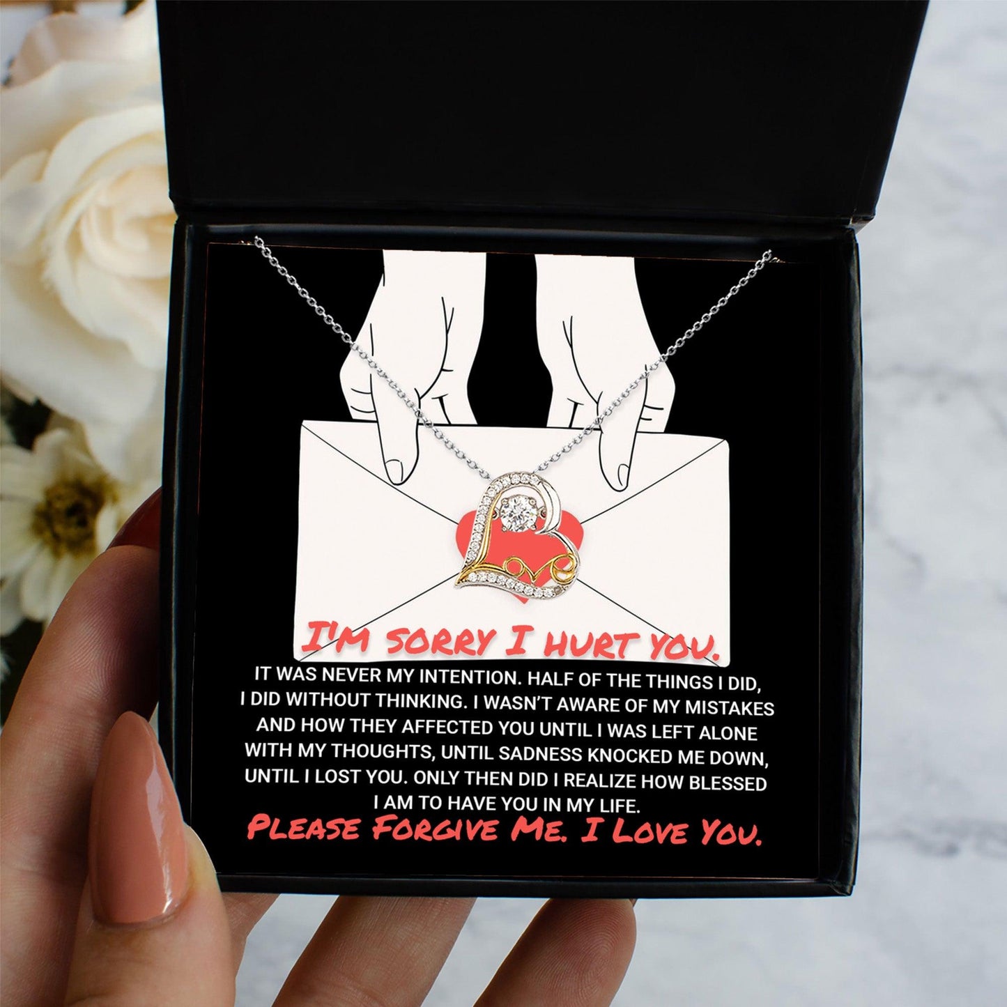Apology Gift for Girlfriend, Wife, Soulmate - Sorry, Without Thinking - Love Dancing Heart Pendant Necklace - Mallard Moon Gift Shop