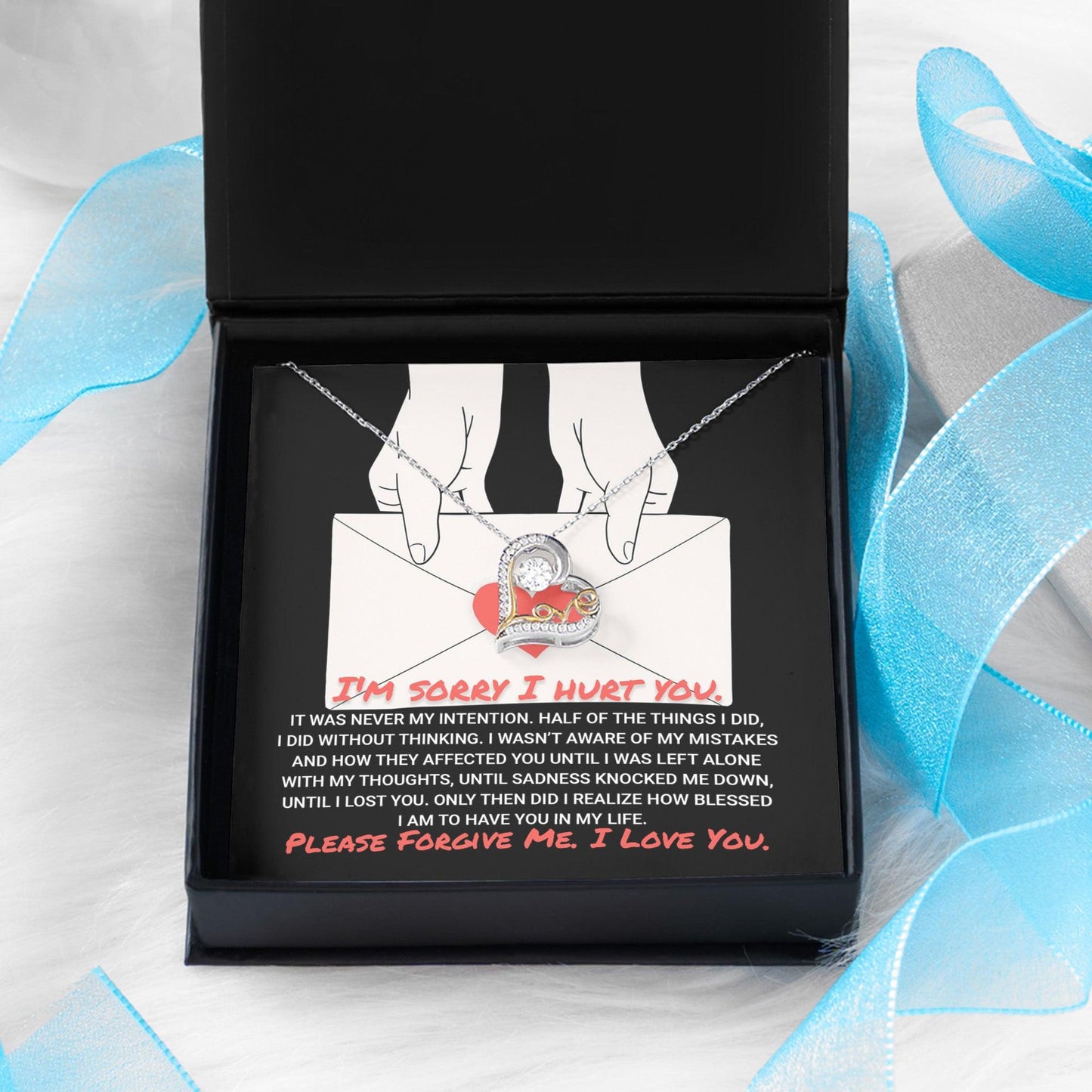 Apology Gift for Girlfriend, Wife, Soulmate - Sorry, Without Thinking - Love Dancing Heart Pendant Necklace - Mallard Moon Gift Shop