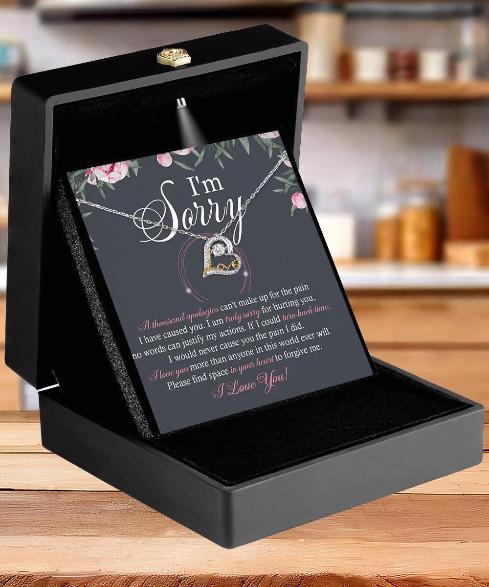Apology Gift for Girlfriend, Wife, Soulmate - Sorry, World Ever Will - Love Dancing Heart Pendant Necklace - Mallard Moon Gift Shop