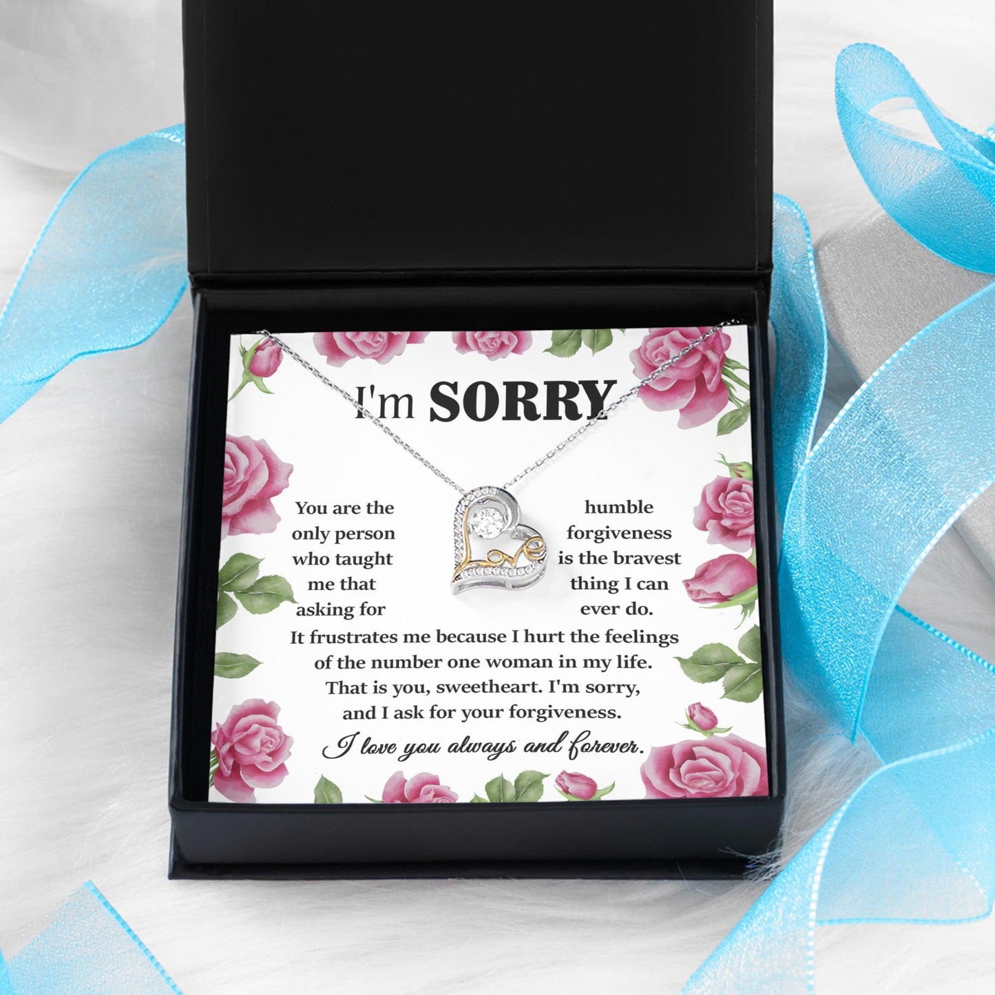 Apology Gift for Girlfriend, Wife, Soulmate-Sorry, Your Forgiveness-Love Dancing Heart Pendant Necklace - Mallard Moon Gift Shop
