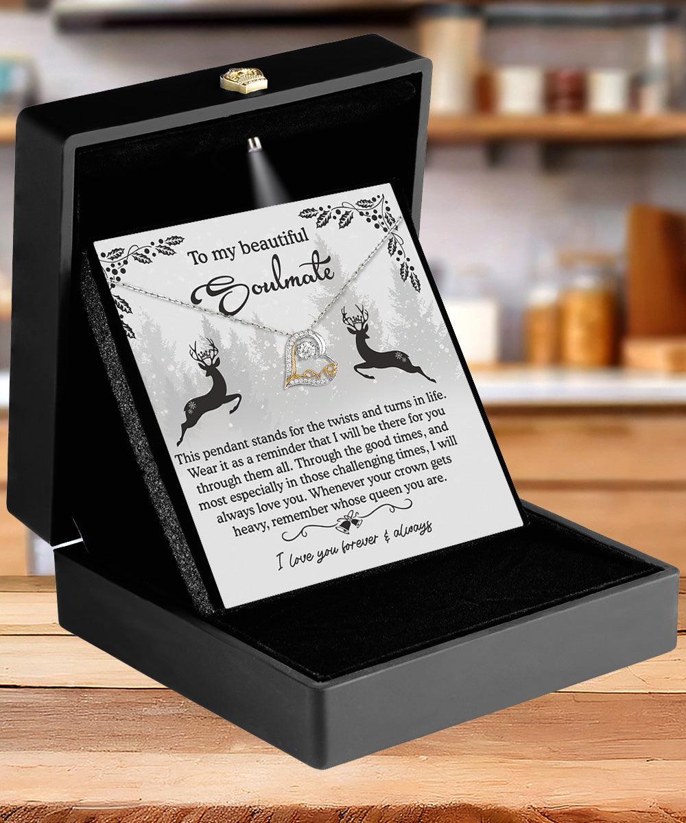 To My Beautiful Soulmate I Will Be There For You Christmas Anniversary Heart Pendant Necklace for Wife Girlfriend Jewelry - Mallard Moon Gift Shop