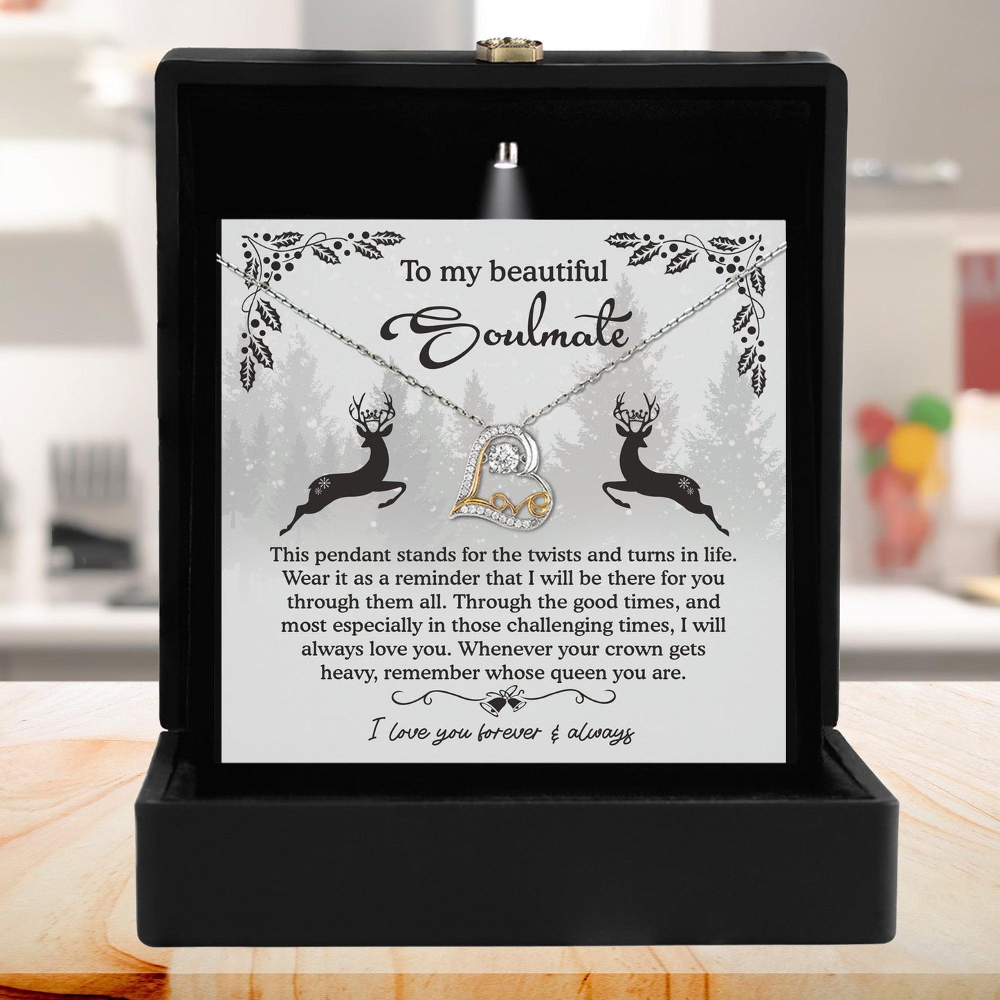 To My Beautiful Soulmate I Will Be There For You Christmas Anniversary Heart Pendant Necklace for Wife Girlfriend Jewelry - Mallard Moon Gift Shop