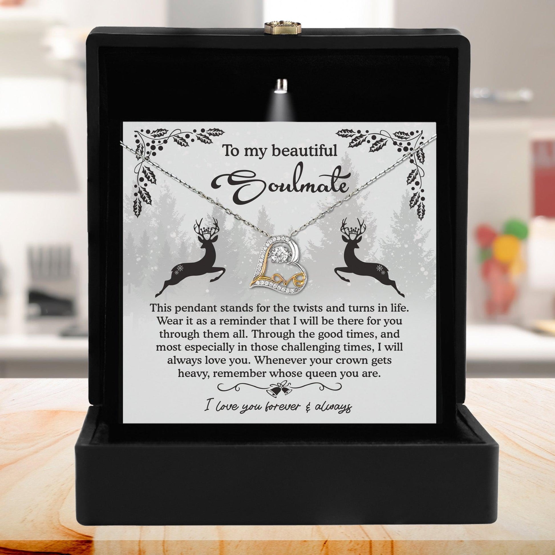 To My Beautiful Soulmate I Will Be There For You Christmas Anniversary Heart Pendant Necklace for Wife Girlfriend Jewelry - Mallard Moon Gift Shop