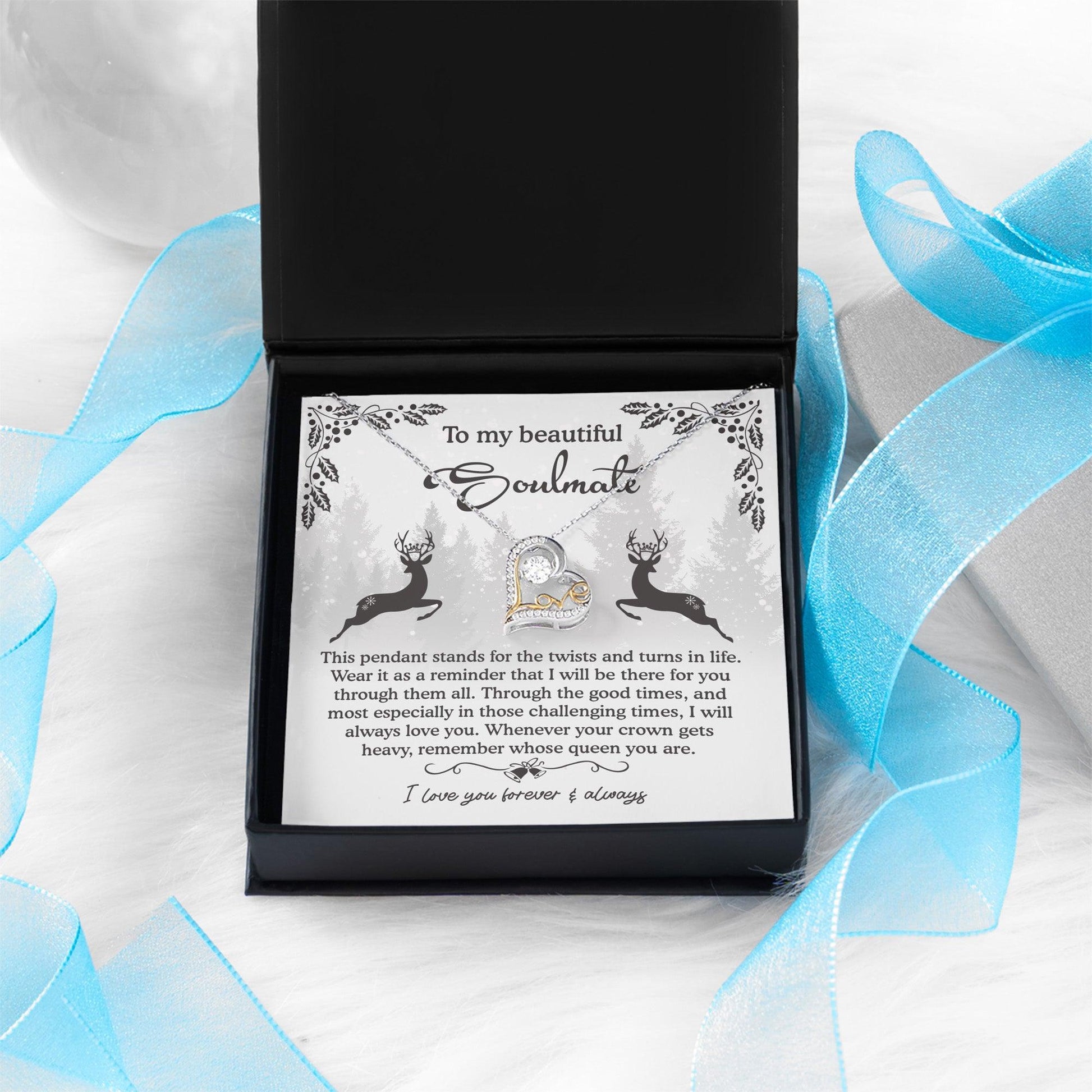 To My Beautiful Soulmate I Will Be There For You Christmas Anniversary Heart Pendant Necklace for Wife Girlfriend Jewelry - Mallard Moon Gift Shop