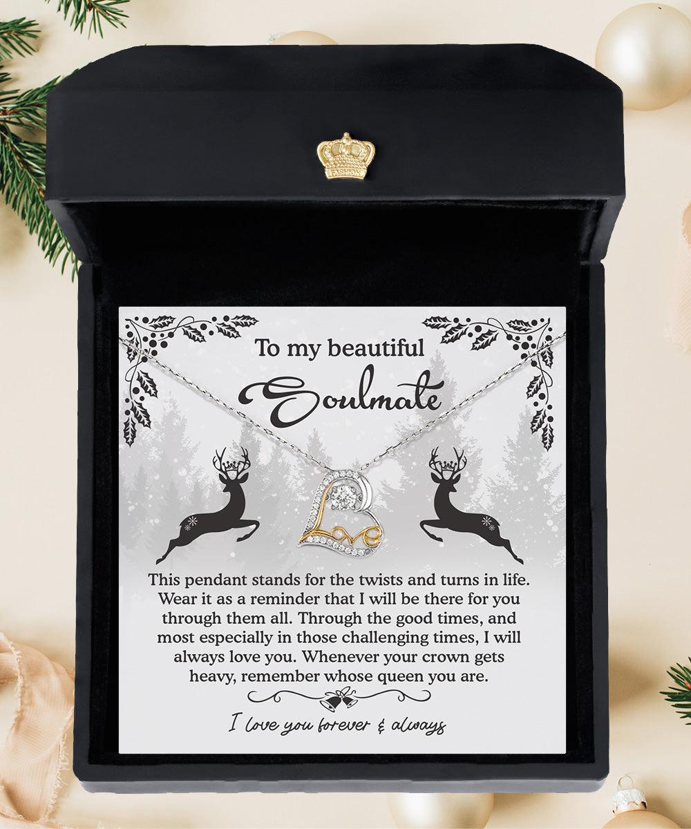 To My Beautiful Soulmate I Will Be There For You Christmas Anniversary Heart Pendant Necklace for Wife Girlfriend Jewelry - Mallard Moon Gift Shop