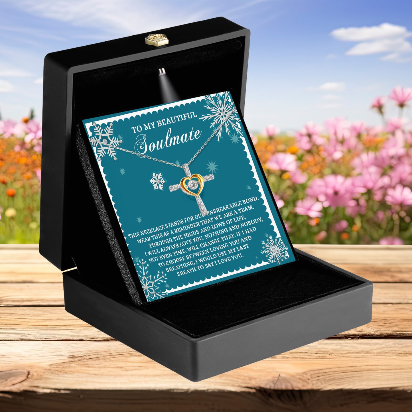 Soulmate, Wife, Girlfriend Romantic Gift - A Team - Dancing Cross Pendant Necklace - Mallard Moon Gift Shop