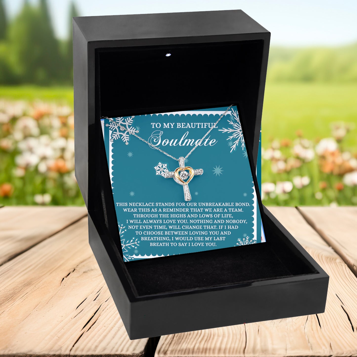 Soulmate, Wife, Girlfriend Romantic Gift - A Team - Dancing Cross Pendant Necklace - Mallard Moon Gift Shop