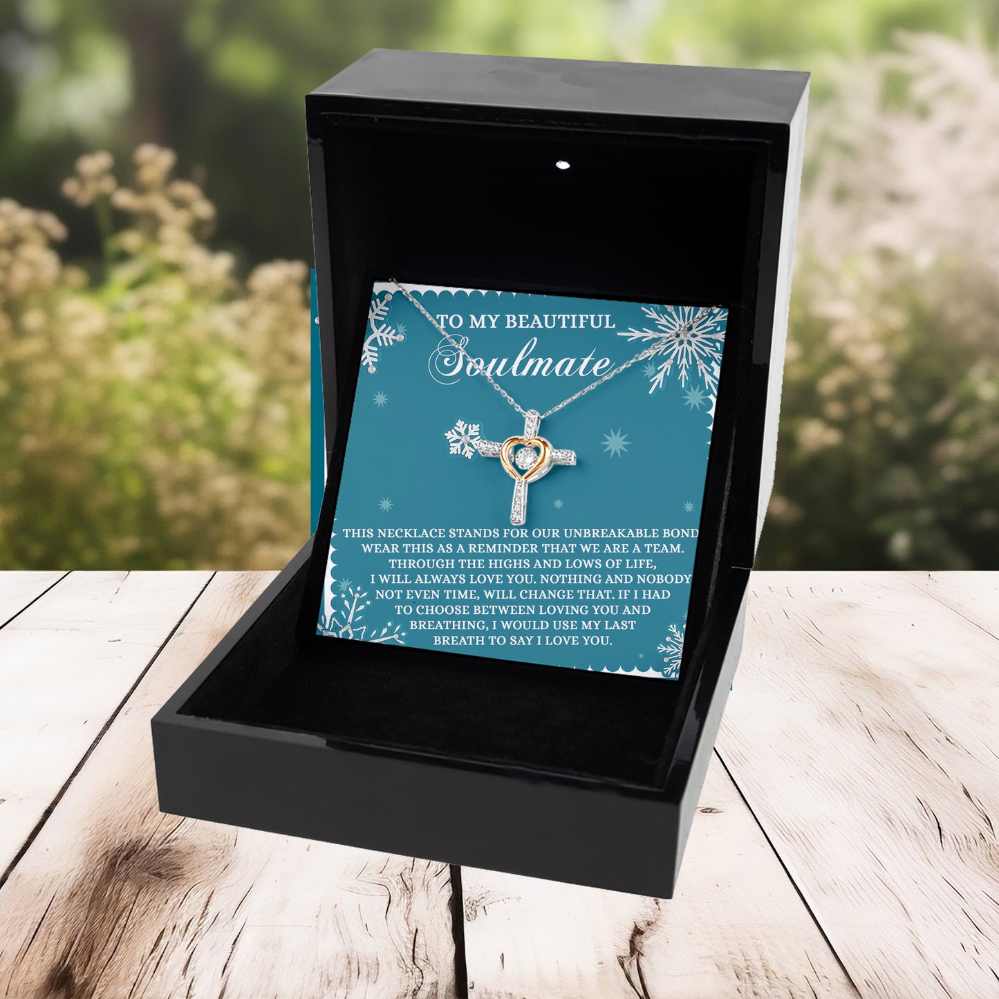 Soulmate, Wife, Girlfriend Romantic Gift - A Team - Dancing Cross Pendant Necklace - Mallard Moon Gift Shop