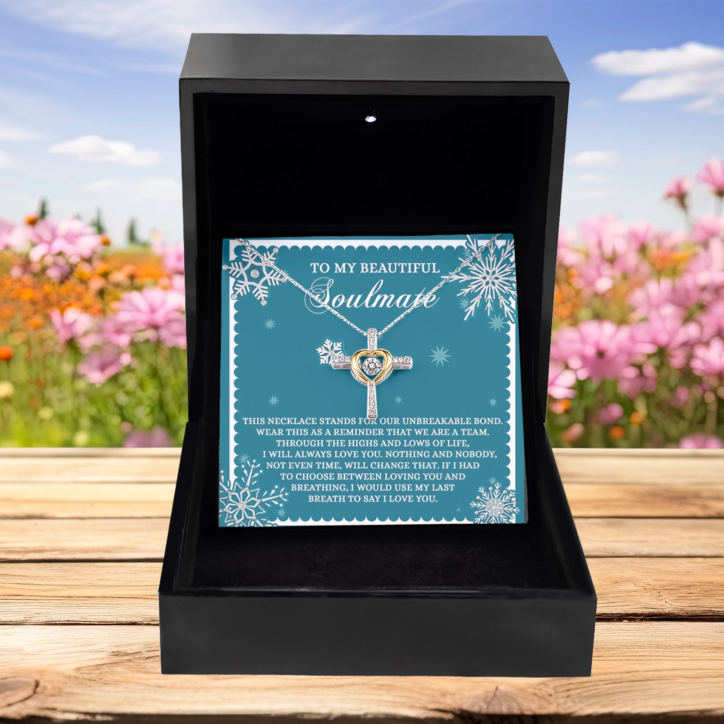 Soulmate, Wife, Girlfriend Romantic Gift - A Team - Dancing Cross Pendant Necklace - Mallard Moon Gift Shop