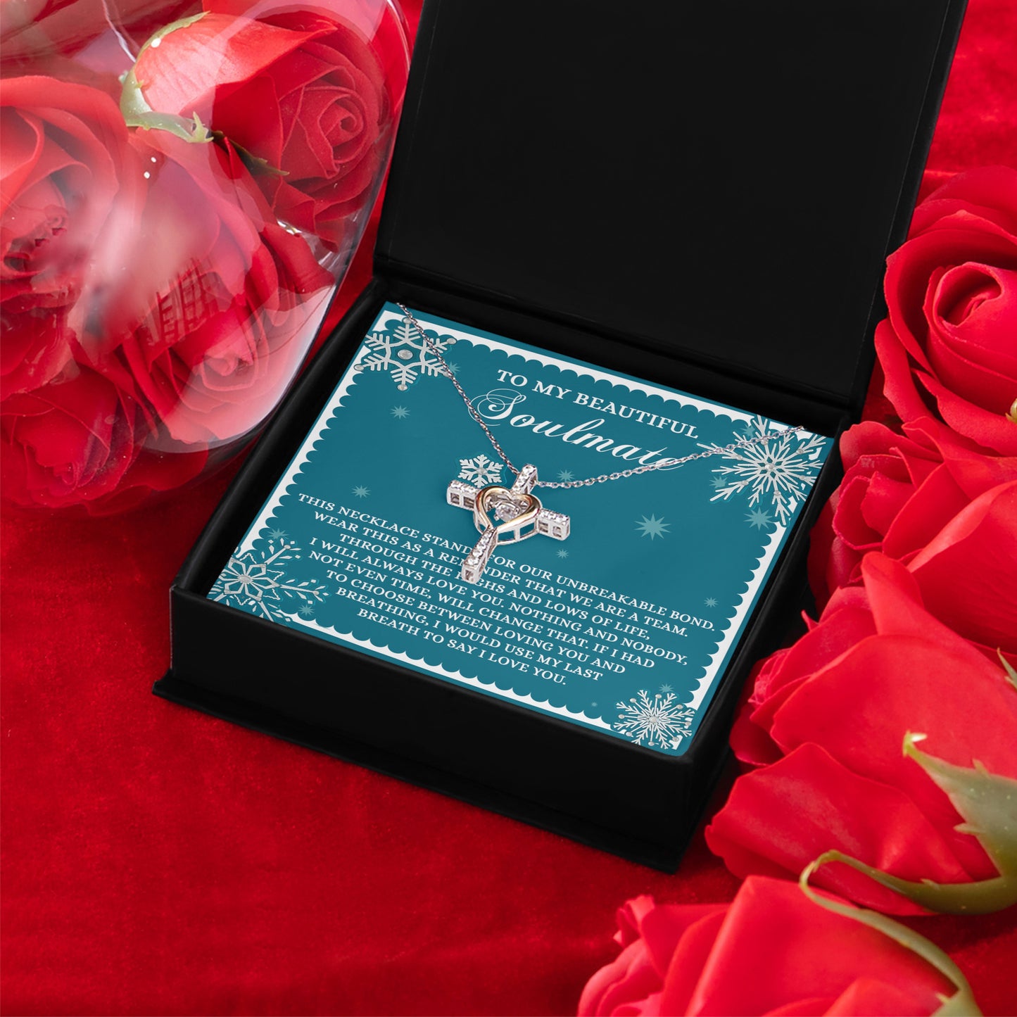 Soulmate, Wife, Girlfriend Romantic Gift - A Team - Dancing Cross Pendant Necklace - Mallard Moon Gift Shop