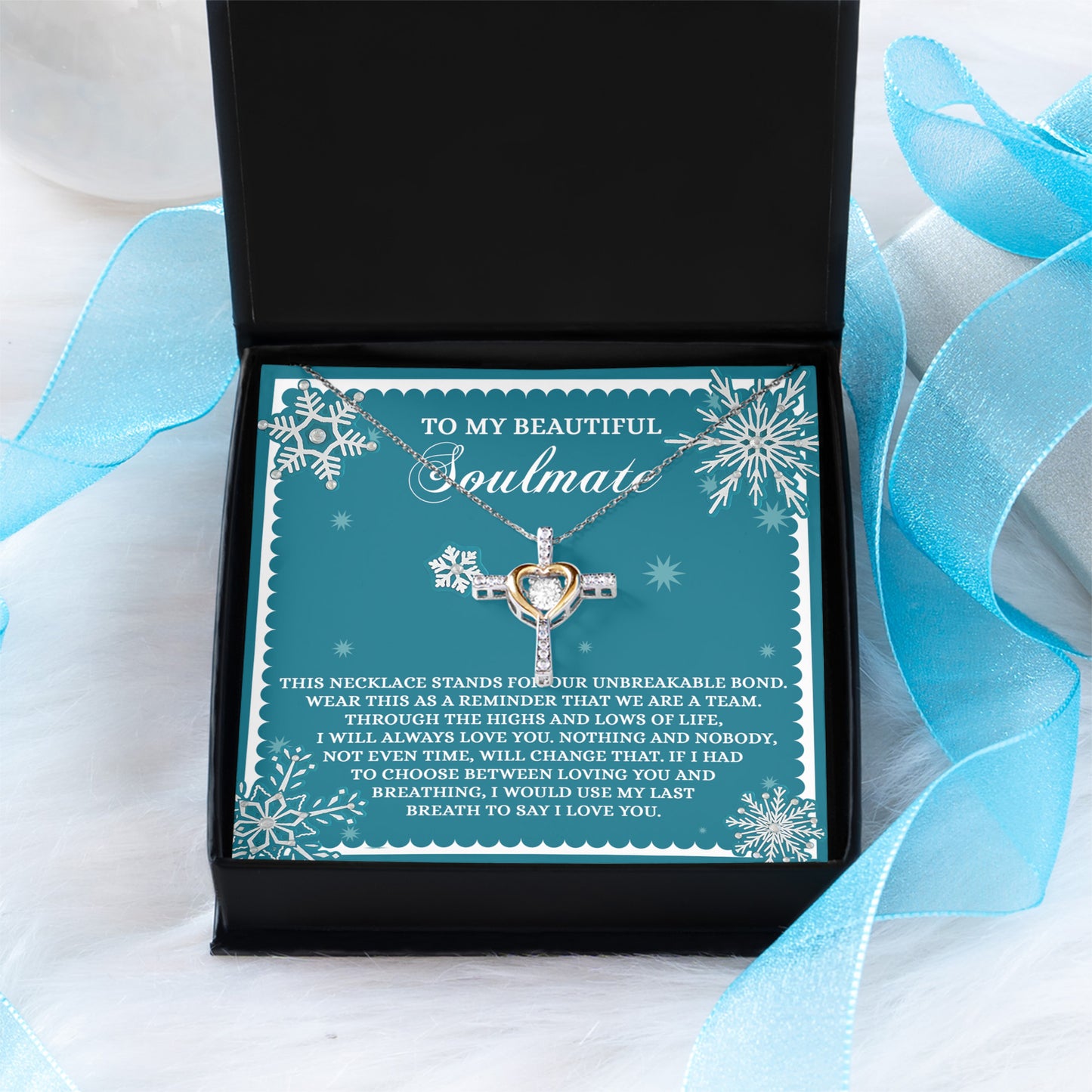 Soulmate, Wife, Girlfriend Romantic Gift - A Team - Dancing Cross Pendant Necklace - Mallard Moon Gift Shop
