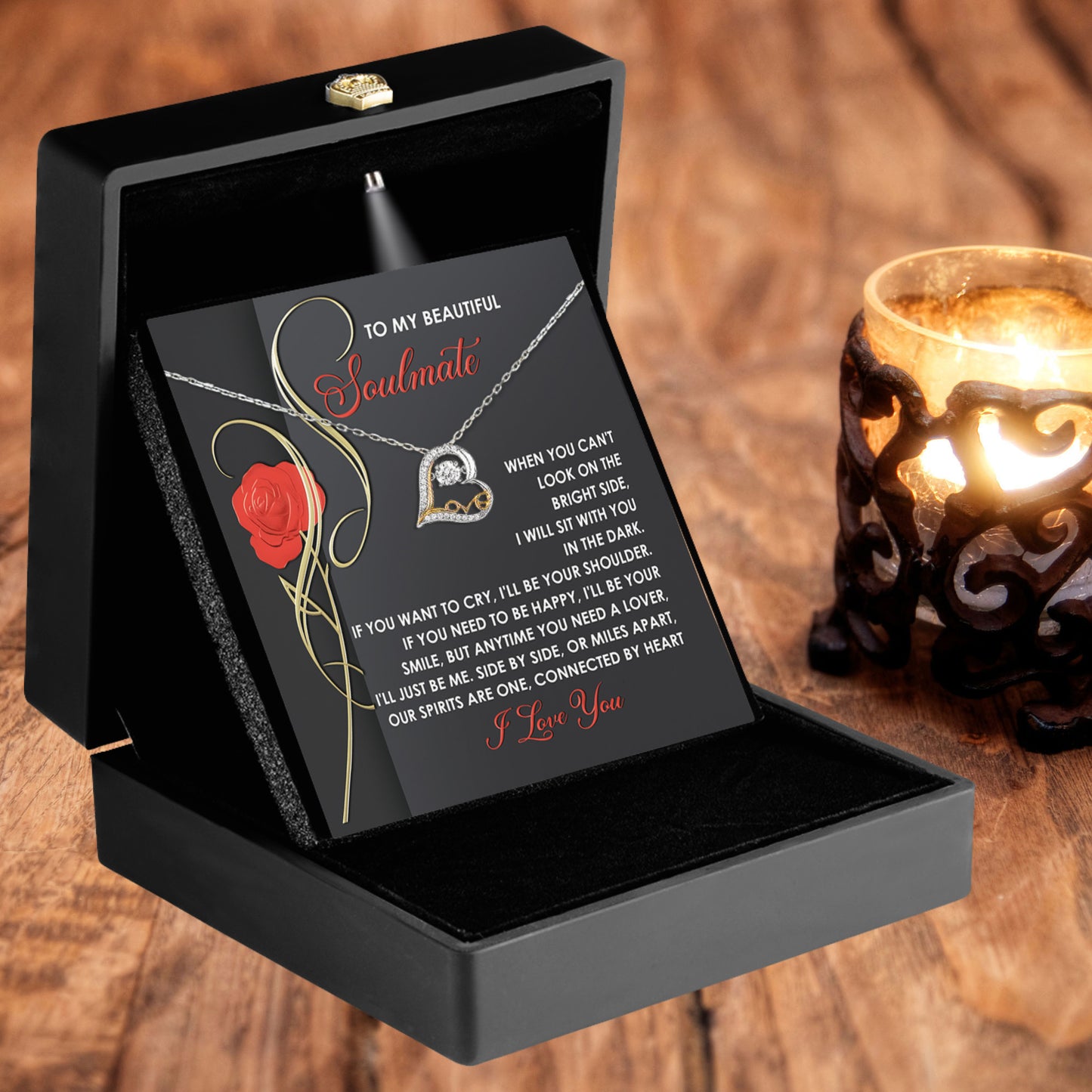To My Smokin' Hot Soulmate - Love Dancing Heart Necklace – A Bold and Passionate Valentine’s Day Gift for Your Forever Love - Mallard Moon Gift Shop