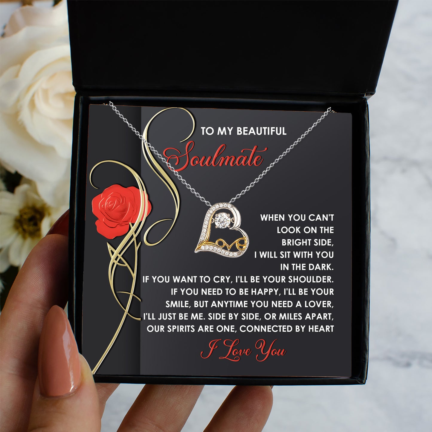 To My Smokin' Hot Soulmate - Love Dancing Heart Necklace – A Bold and Passionate Valentine’s Day Gift for Your Forever Love - Mallard Moon Gift Shop