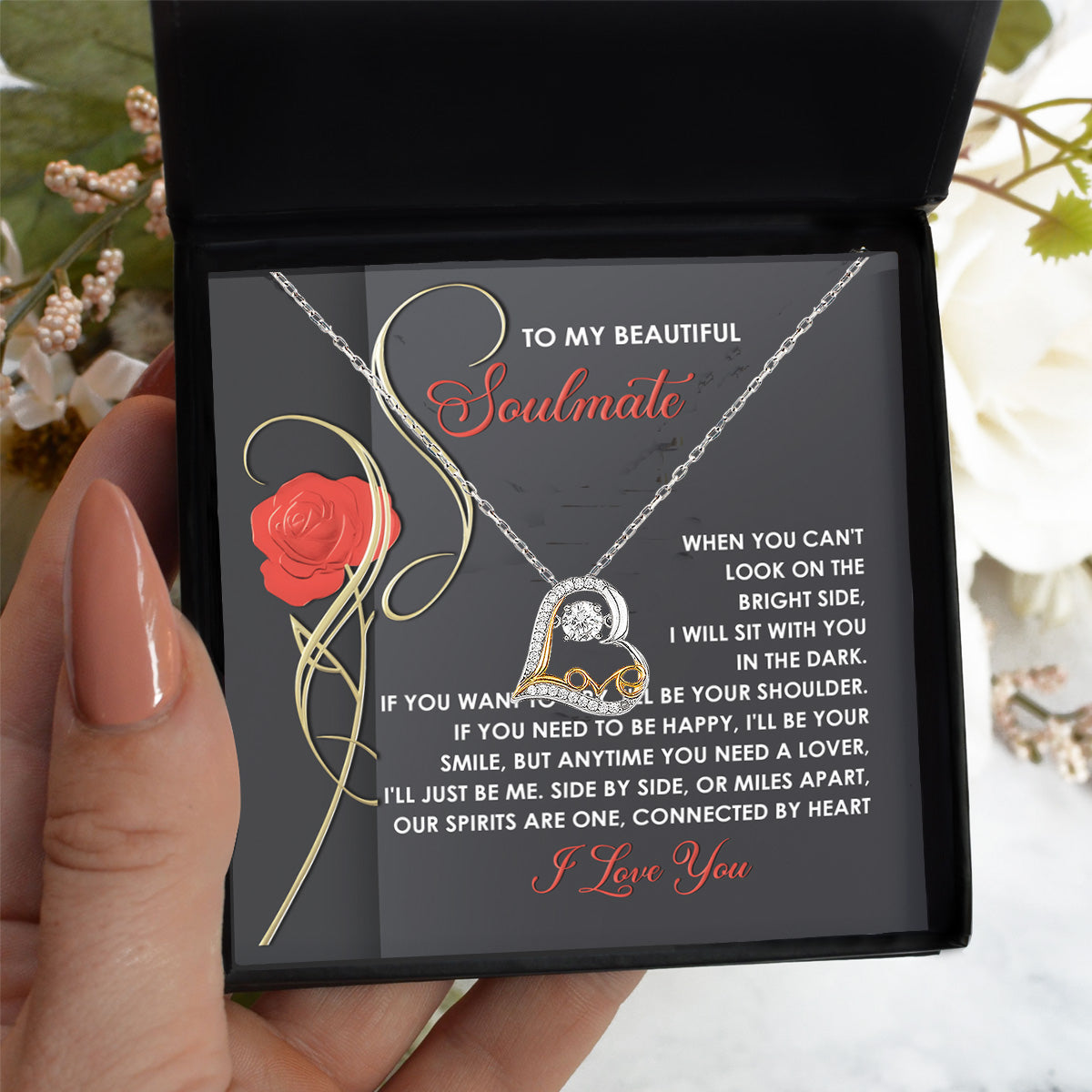 To My Smokin' Hot Soulmate - Love Dancing Heart Necklace – A Bold and Passionate Valentine’s Day Gift for Your Forever Love - Mallard Moon Gift Shop