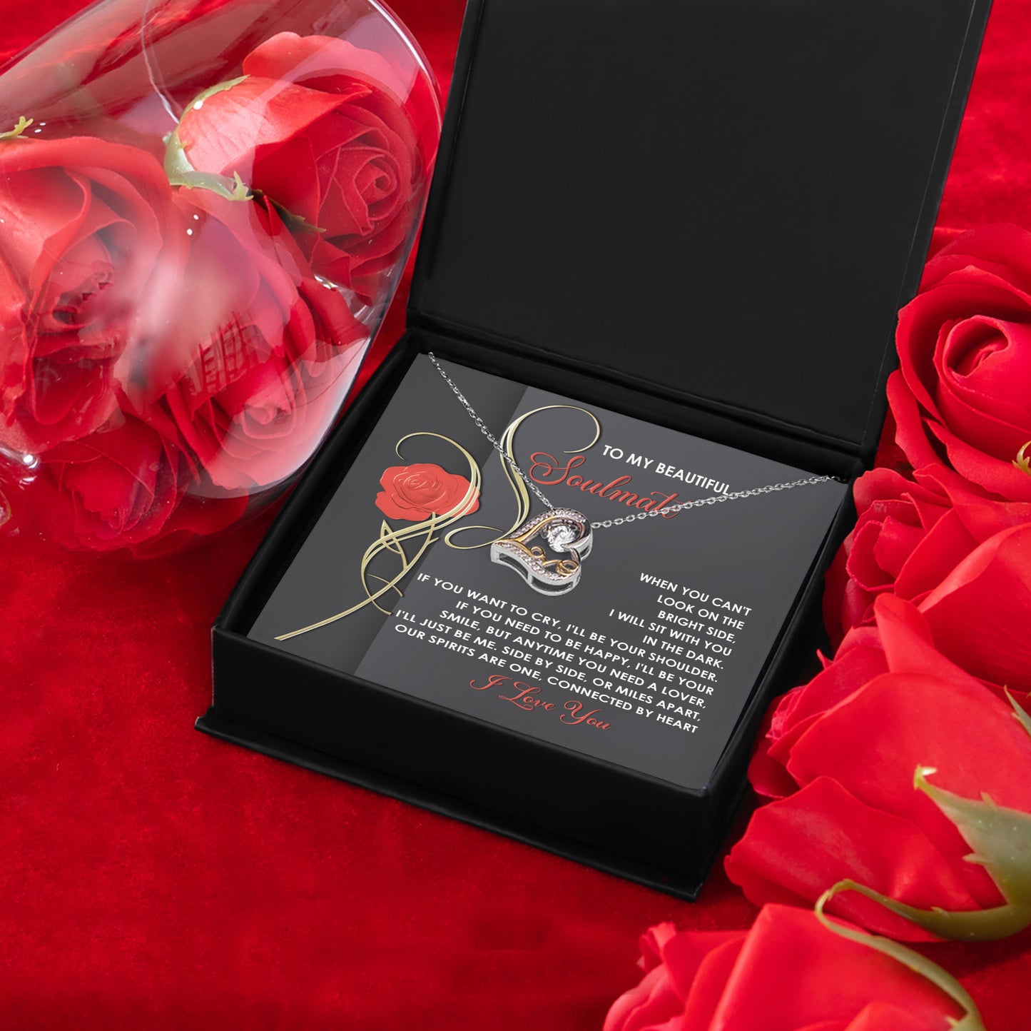 To My Smokin' Hot Soulmate - Love Dancing Heart Necklace – A Bold and Passionate Valentine’s Day Gift for Your Forever Love - Mallard Moon Gift Shop