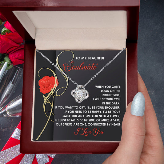 To My Beautiful Soulmate - Love Knot Necklace – A Romantic and Heartfelt Gift for Valentine’s Day or Anniversary - Mallard Moon Gift Shop