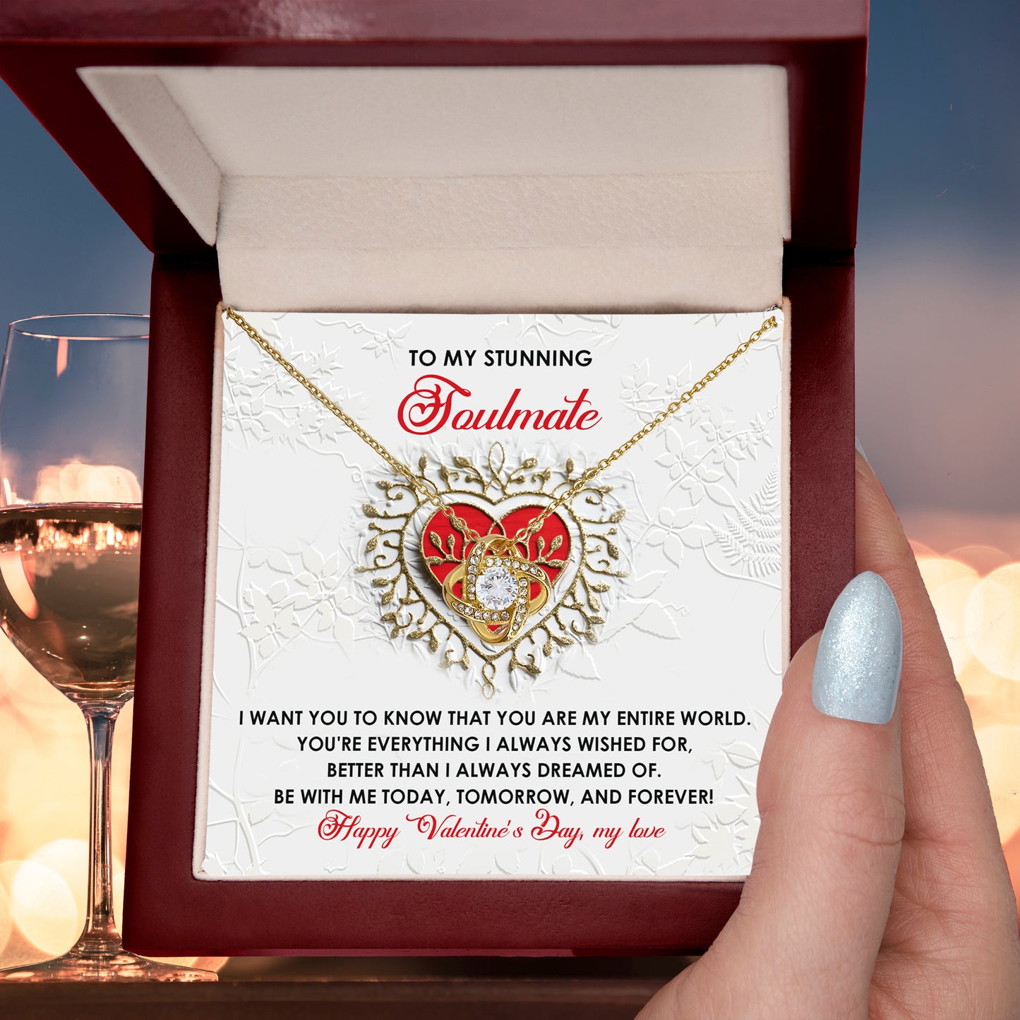 Romantic Valentine's Day Gift for Soulmate, Wife, Girlfriend -You Are My Entire World - Love Knot Pendant Necklacee - Mallard Moon Gift Shop