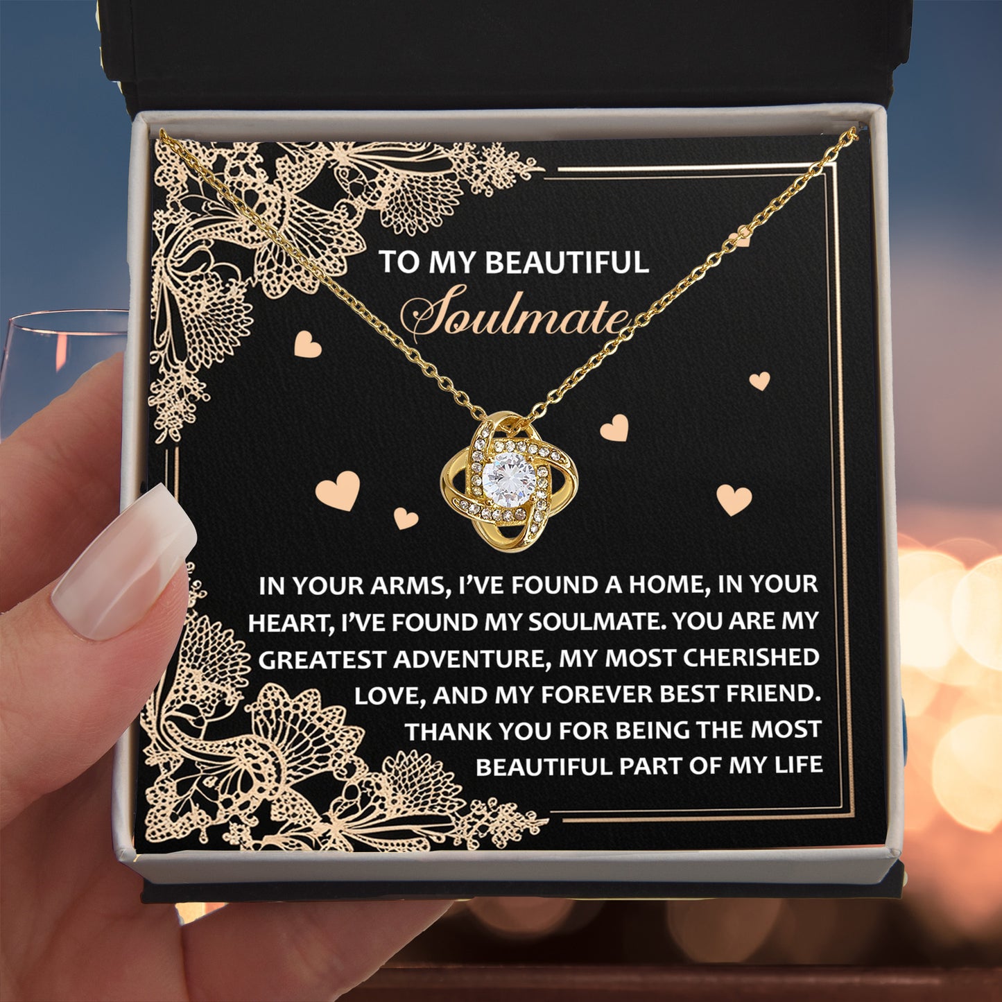 Romantic Anniversary, Valentine's Day Gift for Soulmate, Wife, Girlfriend - The Most Beautiful Part of My Life. - Love Knot Pendant Necklace - Mallard Moon Gift Shop
