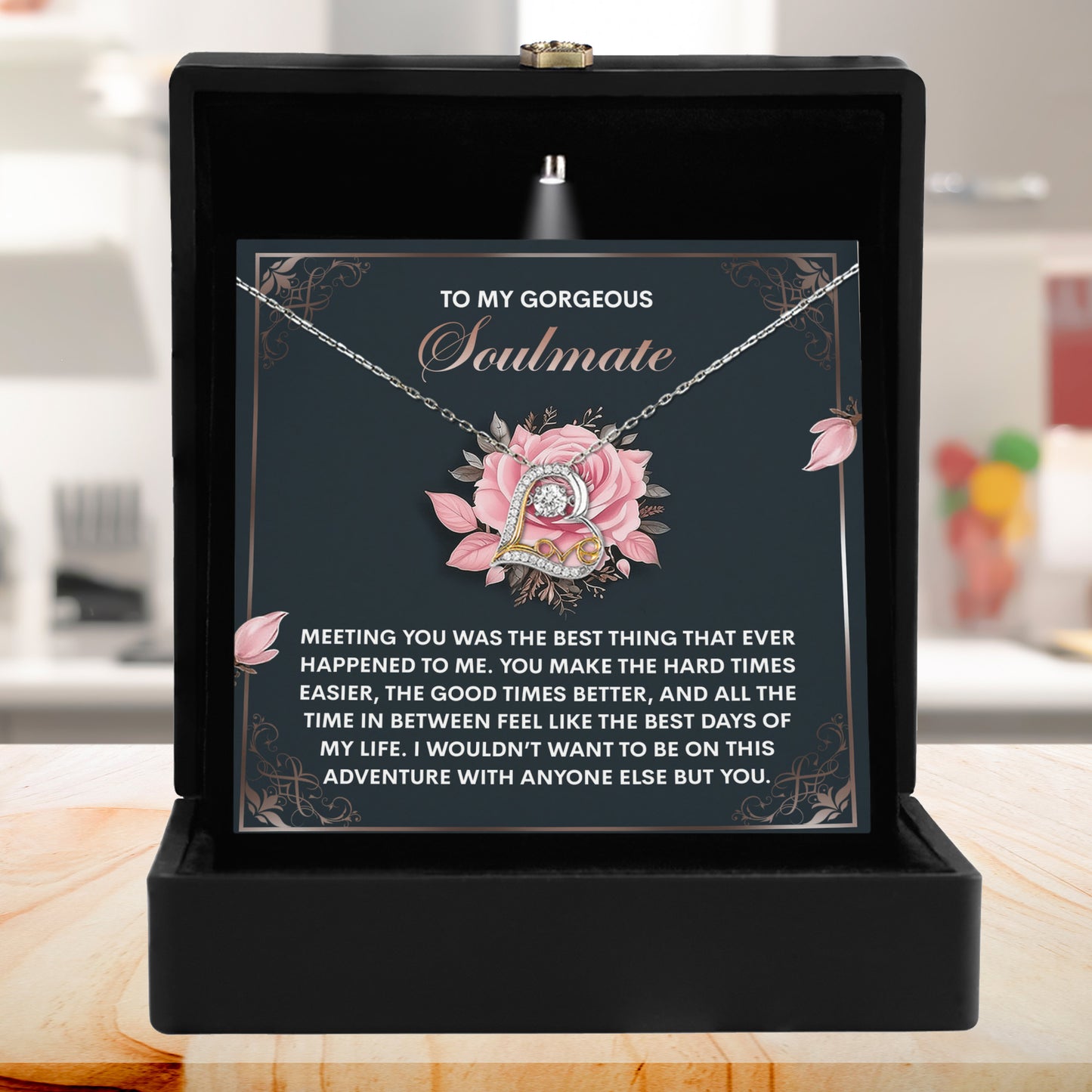 To My Gorgeous Soulmate - Love Dancing Heart Necklace – A Romantic Valentine’s Gift to Celebrate Your Beautiful Journey Together - Mallard Moon Gift Shop