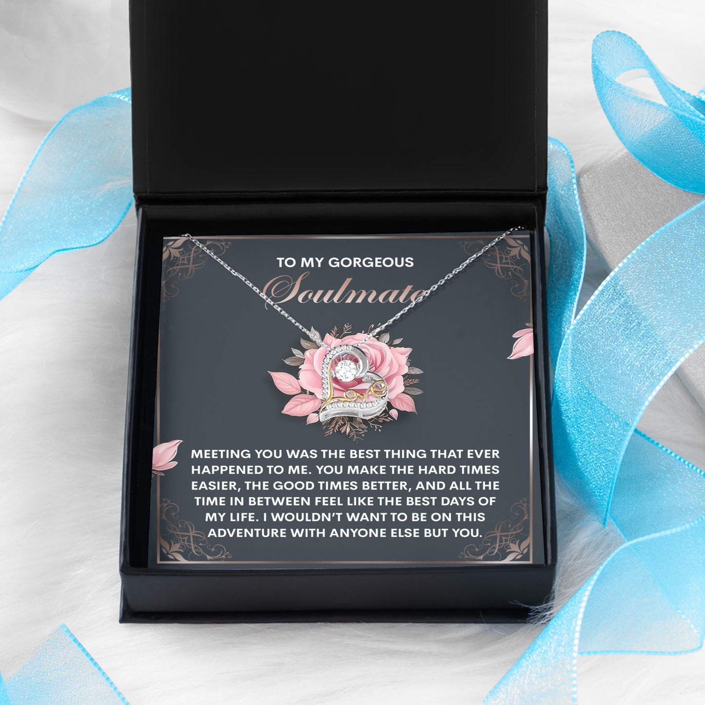 To My Gorgeous Soulmate - Love Dancing Heart Necklace – A Romantic Valentine’s Gift to Celebrate Your Beautiful Journey Together - Mallard Moon Gift Shop