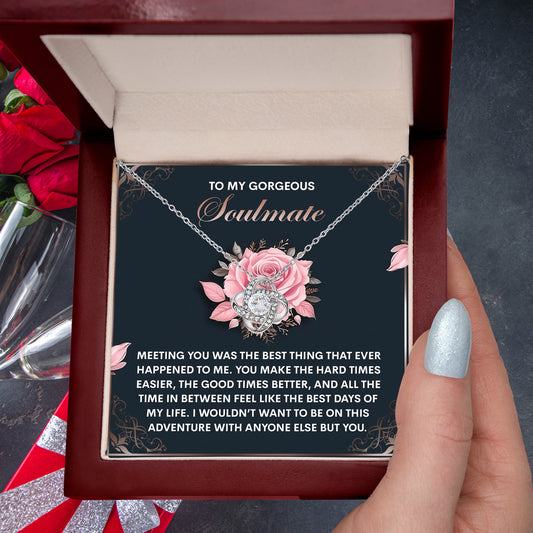 To My Gorgeous Soulmate - Love Knot Necklace – A Romantic Valentine’s Gift to Celebrate Your Beautiful Journey Together - Mallard Moon Gift Shop