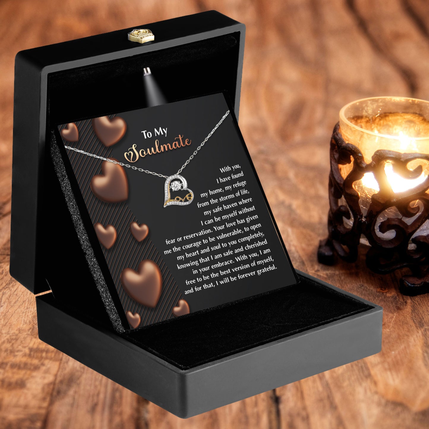 To My Soulmate - Love Dancing Heart Necklace – A Heartfelt Valentine’s Day Gift for Your Safe Haven and Forever Love - Mallard Moon Gift Shop