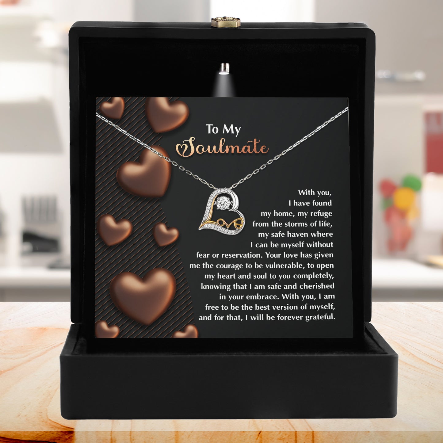 To My Soulmate - Love Dancing Heart Necklace – A Heartfelt Valentine’s Day Gift for Your Safe Haven and Forever Love - Mallard Moon Gift Shop