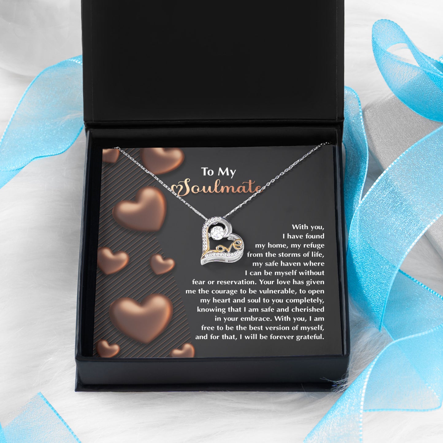 To My Soulmate - Love Dancing Heart Necklace – A Heartfelt Valentine’s Day Gift for Your Safe Haven and Forever Love - Mallard Moon Gift Shop