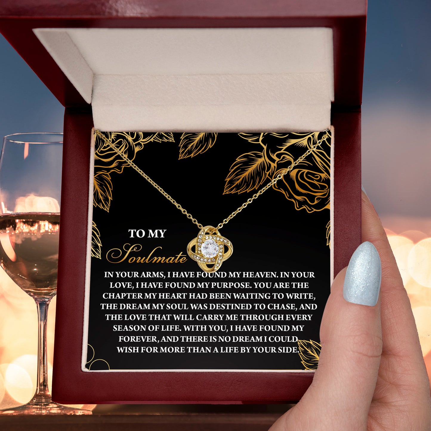 Romantic Anniversary, Valentine's Day Gift for Soulmate, Wife, Girlfriend - I Found My Heaven - Love Knot Pendant Necklace - Mallard Moon Gift Shop