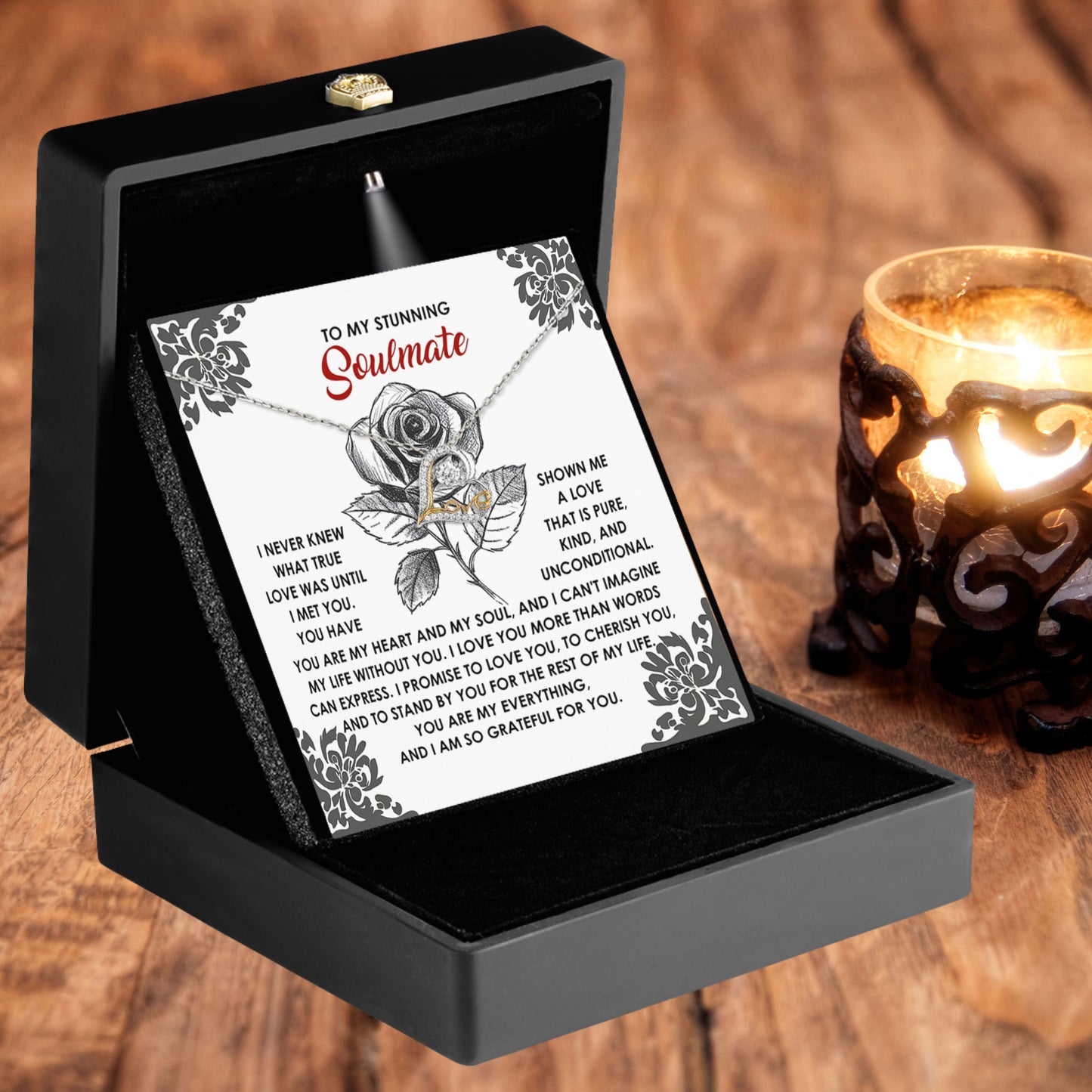 To My Stunning Soulmate - Love Dancing Heart Necklace – A Romantic Gift to Cherish and Celebrate Unconditional Love - Mallard Moon Gift Shop