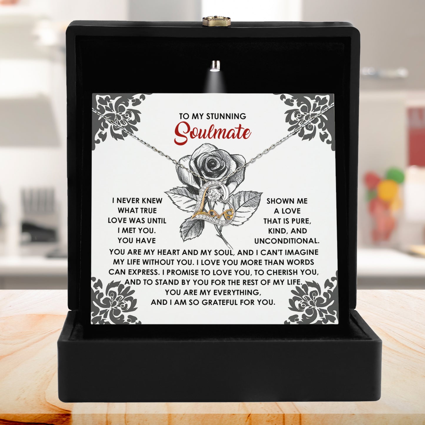 To My Stunning Soulmate - Love Dancing Heart Necklace – A Romantic Gift to Cherish and Celebrate Unconditional Love - Mallard Moon Gift Shop