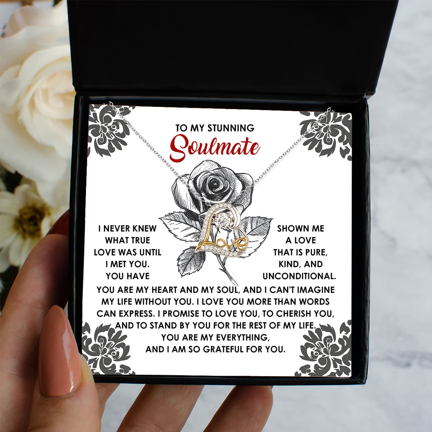 To My Stunning Soulmate - Love Dancing Heart Necklace – A Romantic Gift to Cherish and Celebrate Unconditional Love - Mallard Moon Gift Shop