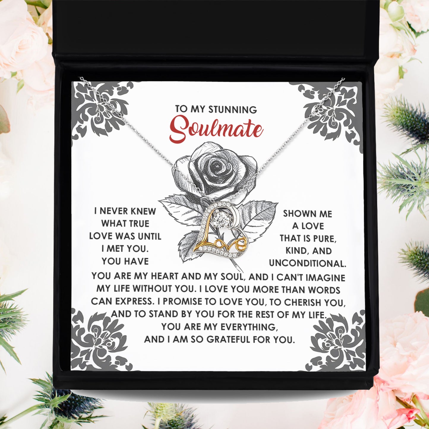 To My Stunning Soulmate - Love Dancing Heart Necklace – A Romantic Gift to Cherish and Celebrate Unconditional Love - Mallard Moon Gift Shop